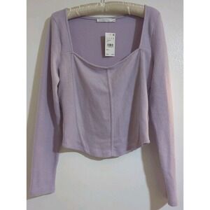 NWT‎ Lush Crop Sweater Women's L Lilac Polyester Blend Super Soft